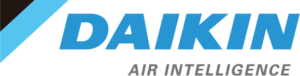 Daikin logo with blue lettering and text stating 