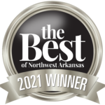 Graphic of silver medal with text: "The Best of Northwest Arkansas 2021 Winner."