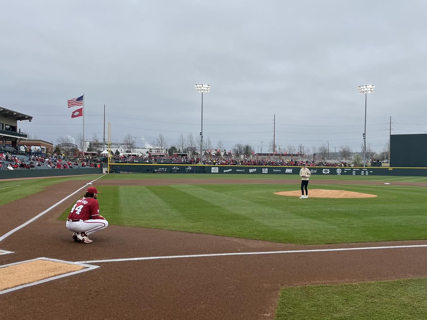 Bud Anderson Home Services NWA First Pitch at Razorback Game